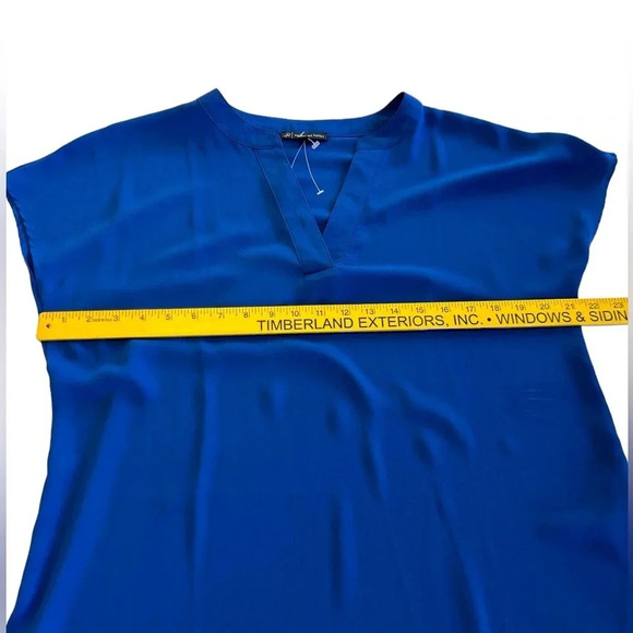 NWT Adrianna Papell Large Blouse Royal Blue Dolman Cap Sleeve V-Neck Tunic Top - Picture 10 of 10